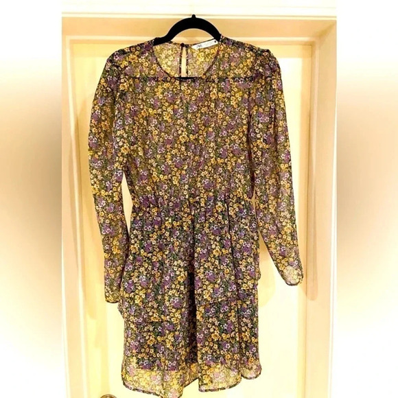 Zara Dresses & Skirts - *Final Price* Zara Floral Tiered Ruffle Mini Dress Long Sleeves EUC Size Medium